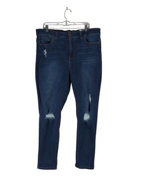 One 5 One Jeans Women's 20W Blue Distressed Goddess Fit Stretch No Gap Waistband